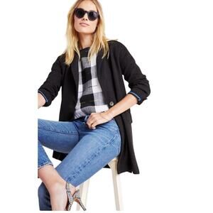ANTHROPOLOGIE $178 Black Sacha Knit Longline Blazer One Button XS‎